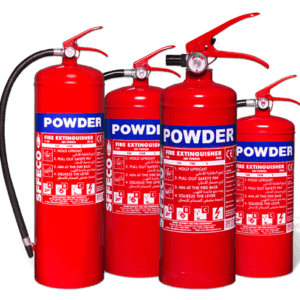 Fire extinguishers (ABC dry chemical, CO2, water-based)